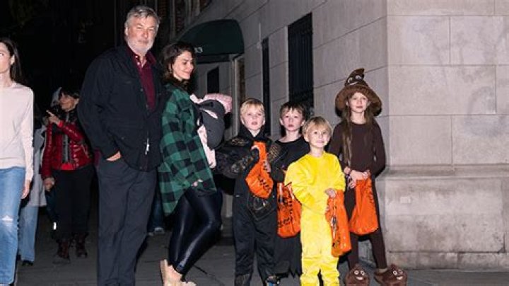 Alec & Hilaria Baldwin Take 7 Kids Trick-or-Treating For Halloween In Rare Photo Of Entire Family