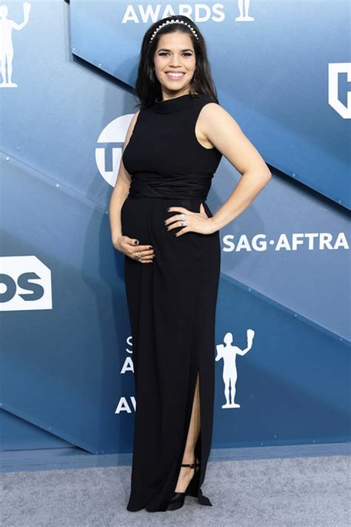 America Ferrera Shows Off Her Baby Bump On SAG Red Carpet In A Beautiful Black Dress