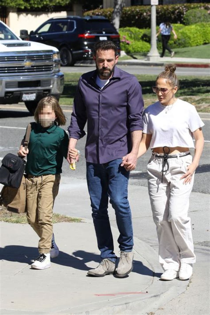 Ben Affleck & Jennifer Lopez Hold Hands While Picking Samuel, 10, Up From School — Photo