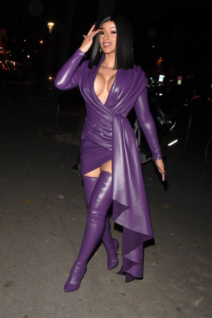 Cardi B Flaunts Body In Purple Latex Outfit In Paris — Pic – Hollywood Life