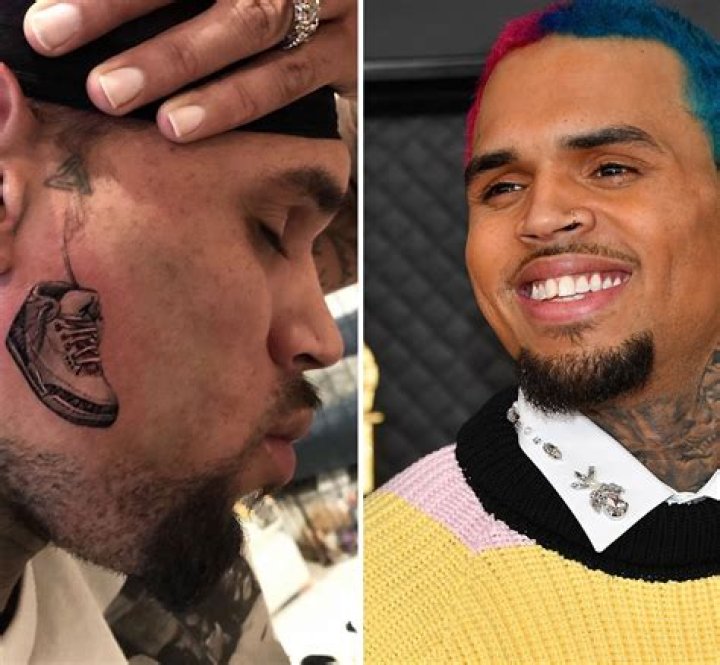 Chris Brown Shows Off Sneaker Tattoo On Face At Valentine’s Day Party – Hollywood Life