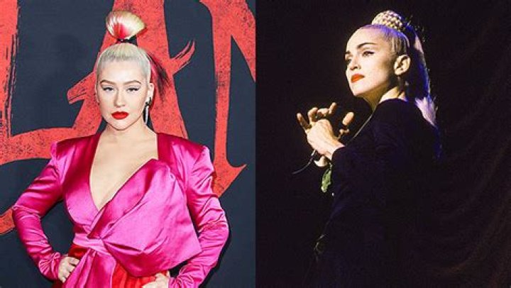 Christina Aguilera Channels Madonna’s ‘Blonde Ambition’ Look With Ponytail & Black Jacket — See Pics
