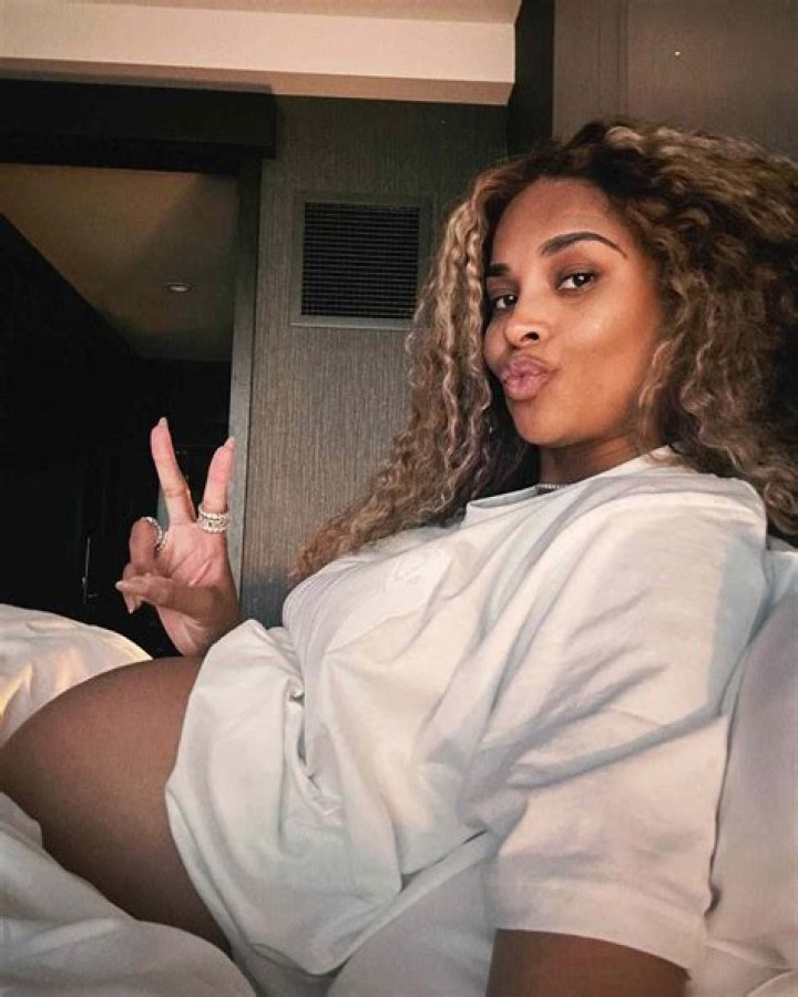 Ciara Stuns In Makeup-Free Selfies While Showing Off Growing Baby Bump In Plunging Tank