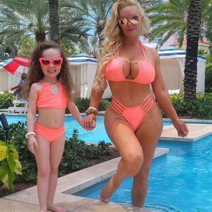 Coco Austin, 42, & Daughter Chanel, 5, Wear Matching Blush Bikinis In Cute New Poolside Pic