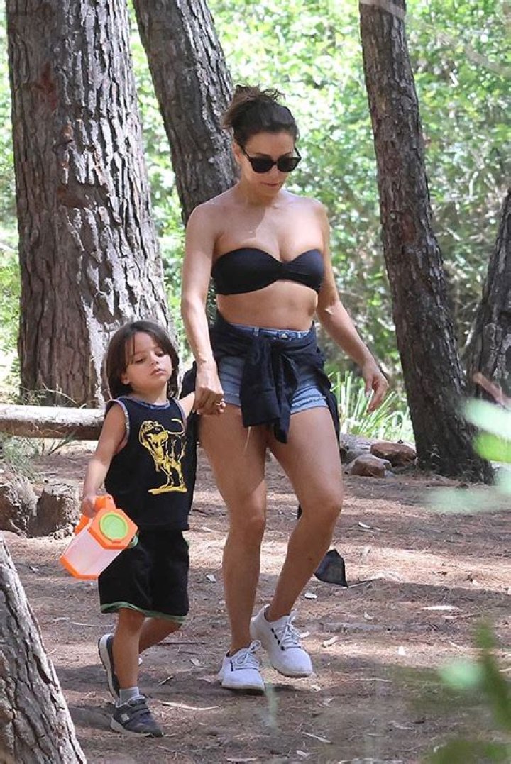 Eva Longoria Rocks Daisy Dukes & A Black Bikini With Son Santiago, 4, In Spain: Photos