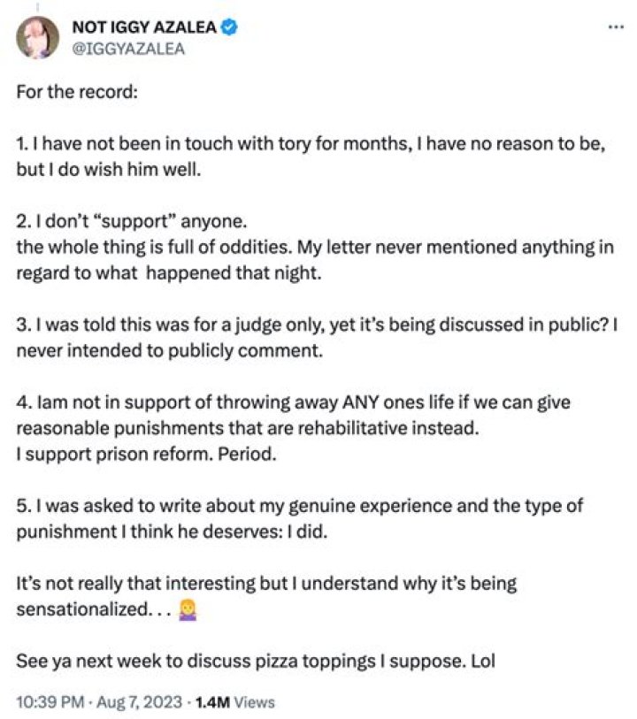 Iggy Azalea Defends Writing Letter To Keep Tory Lanez Out Of Prison – Hollywood Life