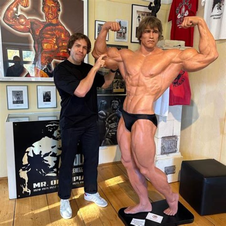 Joseph Baena Reunites With Dad Arnold Schwarzenegger & Shares Photo In Front Of His Bodybuilding Mural