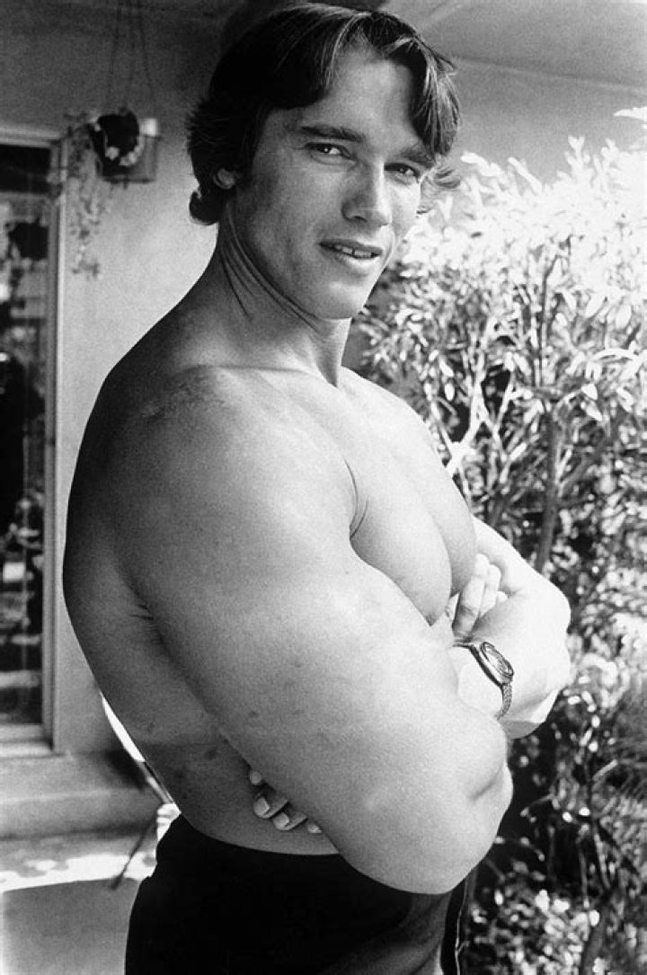 Joseph Baena, 23, Channels Dad Arnold Schwarzenegger As He Flexes His Arm Muscles Shirtless