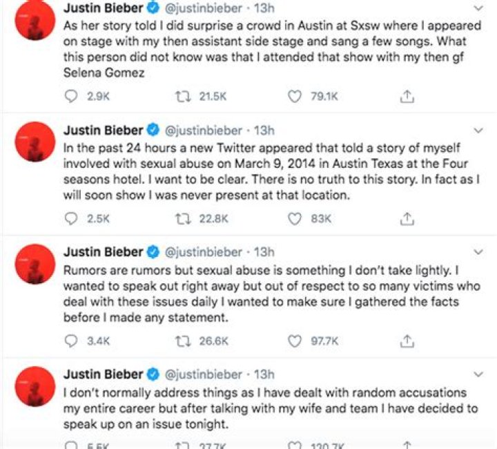 Justin Bieber Denies Alleged ‘Sexual Abuse’ Claims Made By Two Women On Twitter