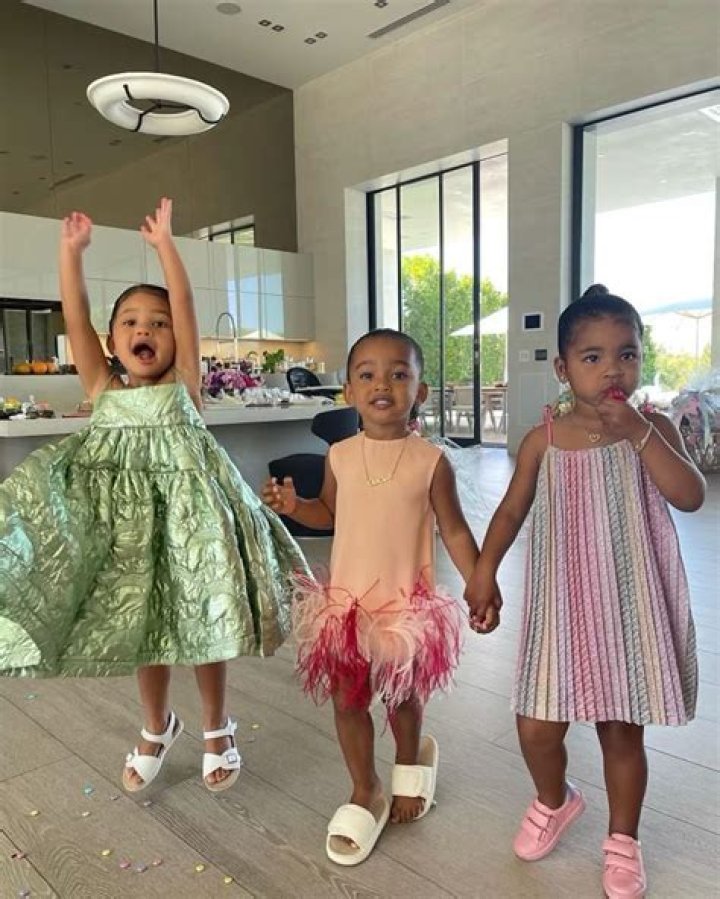 KarJenner ‘Triplets’ Stormi, True & Chicago, 3, Look Adorable In Colorful Dresses