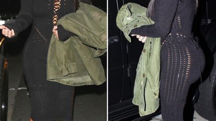 Kim Kardashian Flashes Bra & Goes Commando In Tight Dress