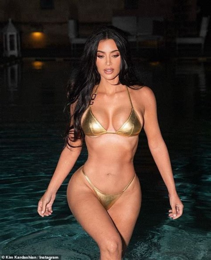 Kim Kardashian Sizzles In Tiny Gold Bikini As She Launches Nude Suede Fragrance — See Pics