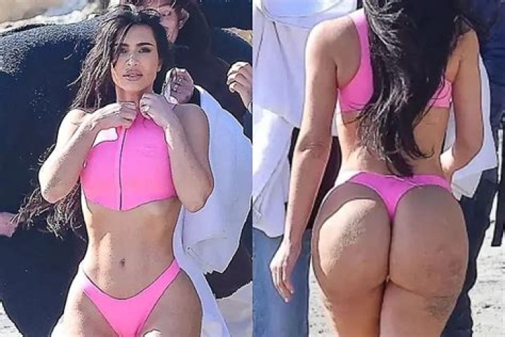 Kim Kardashian Wears Strapless Pink Bikini From New SKIMS Line – Hollywood Life
