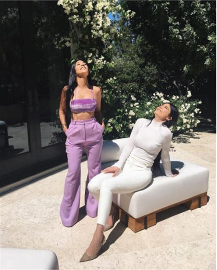 Kourtney Kardashian Flaunts Abs In Velvet Crop Top & Trousers With Kylie Jenner