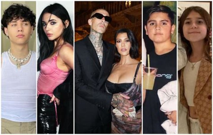 Kourtney Matches With Travis Barker & Kids In Black At ‘Kardashians’ Premiere