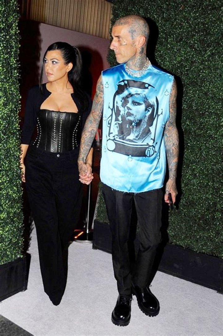 Kourtney Kardashian Stuns In Black Corset Top At Kylie Cosmetics Party With Travis Barker
