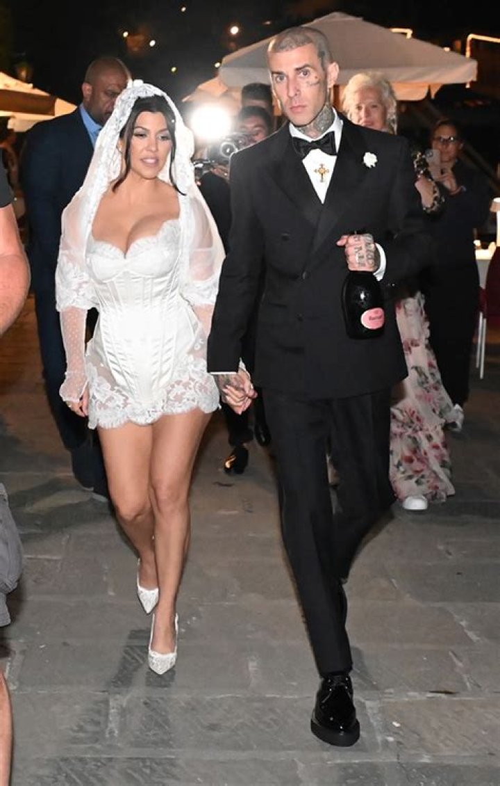 Kourtney Kardashian Rocks White Corset Top For Post-Wedding Boat Ride With Travis Barker