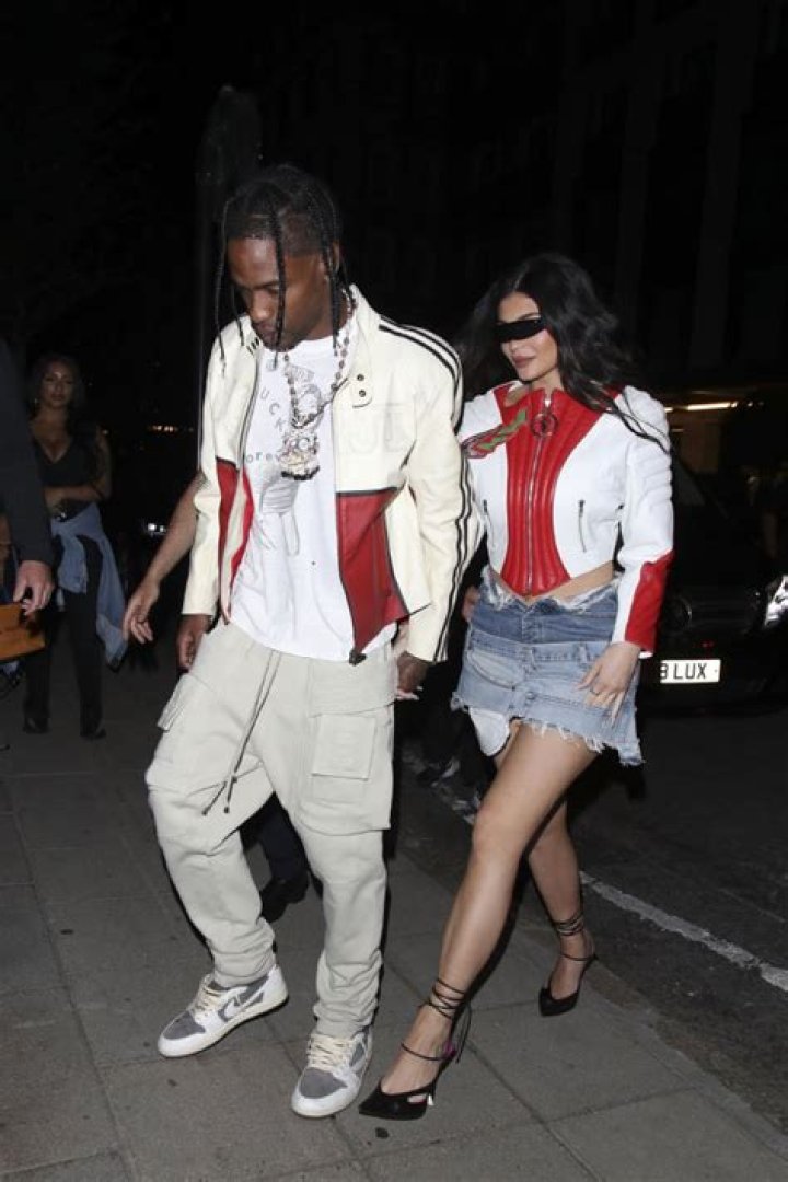 Kylie Jenner In Denim Miniskirt & Leather Jackets With Travis Scott – Hollywood Life