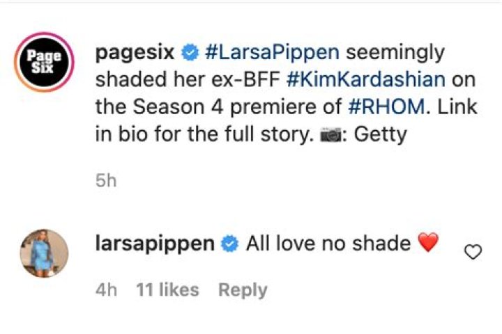 Larsa Pippen Claps Back & Denies Shading Ex-BFF Kim Kardashian On ‘RHOM’
