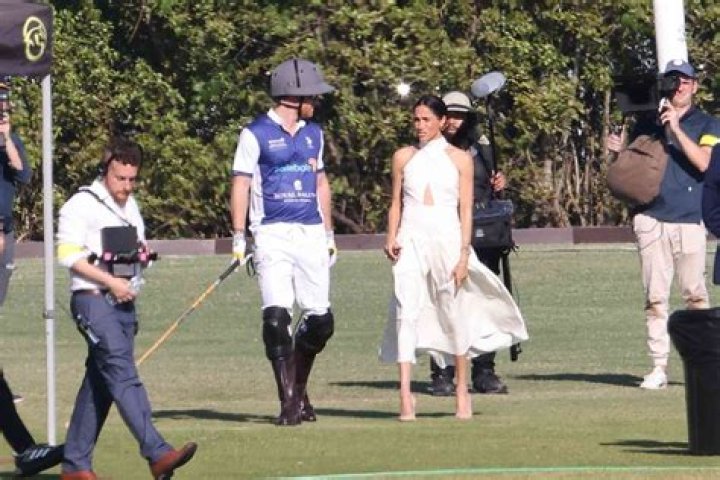 Meghan Markle Bares Shoulders In Halter Top Sundress With Prince Harry At Polo Match