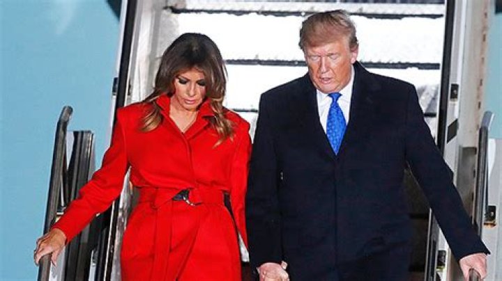 Melania Trump Struggles To Keep Skirt From Flying Up & Having Wardrobe Malfunction In Florida