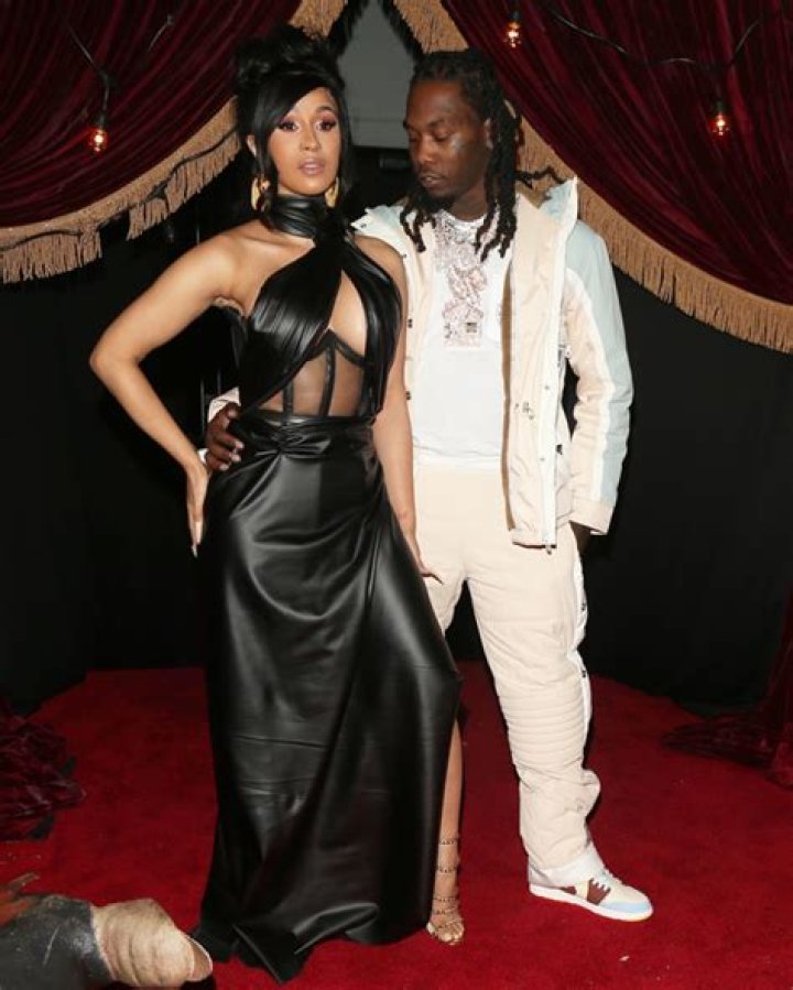 Offset Stares At Cardi B’s Assets As She Stuns In Sexy, Cutout Leather Gown – See Pic