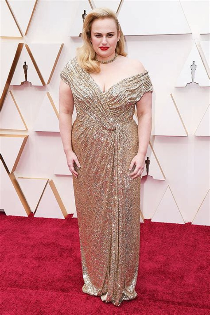 Rebel Wilson Stuns The Oscars Red Carpet In Glamorous Gold Gown