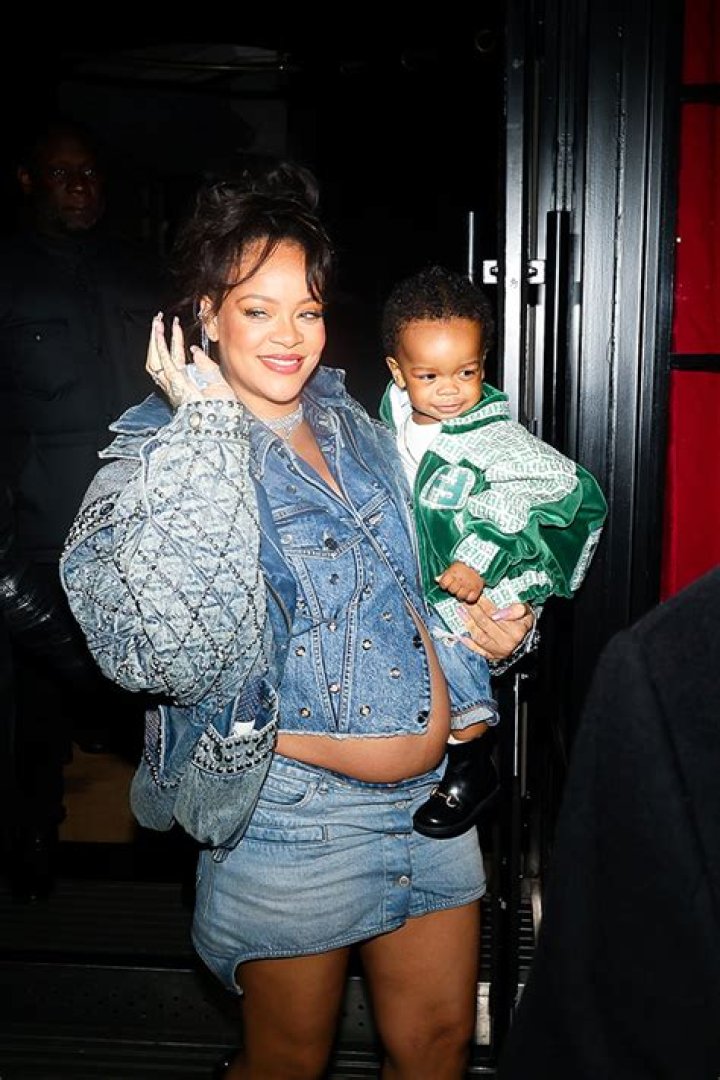 Pregnant Rihanna Rocks Powder Blue Shearling & Mini Skirt For Dinner At Giorgio Baldi