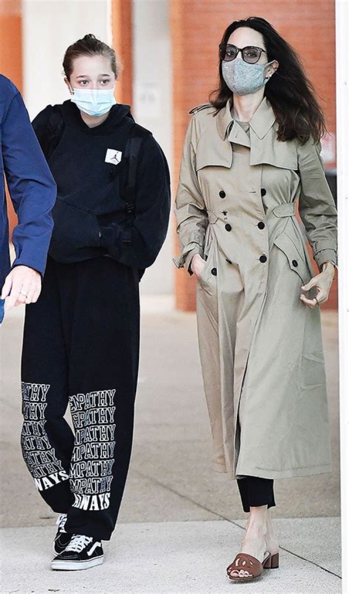 Shiloh Jolie-Pitt, 15, Rocks Black Sweatpants That Read ‘Empathy’ In Venice With Mom Angelina