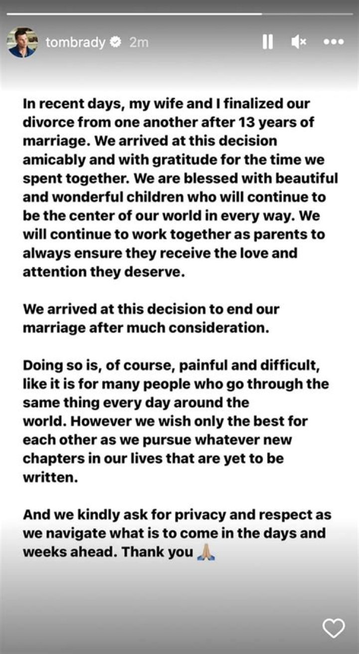 Tom Brady Breaks Silence On Gisele Bundchen Divorce: ‘We Wish Only The Best For Each Other’