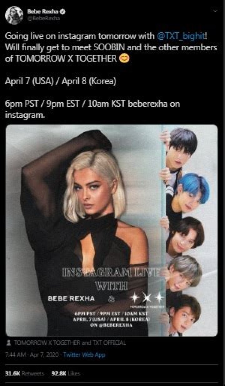 TXT’s Soobin Tweets Crying Emojis After Bebe Rexha Sends Him Love – Hollywood Life